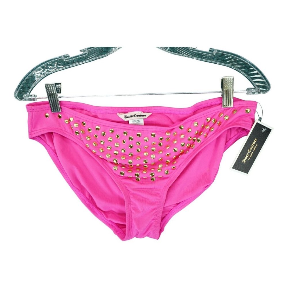NWT Juicy Couture Swim Bottoms Size L Beach Royalty Medium Stretchy Fuchsia $76